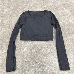Charcoal Long Sleeve Crop Top